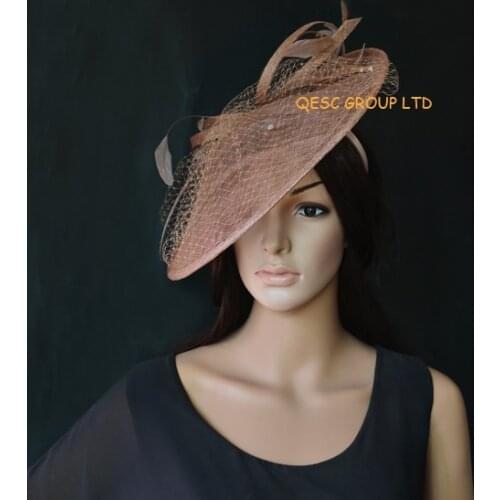 Wholesale Elegant NEW 17 colours Brown coffee big Sinamay fascinator hat