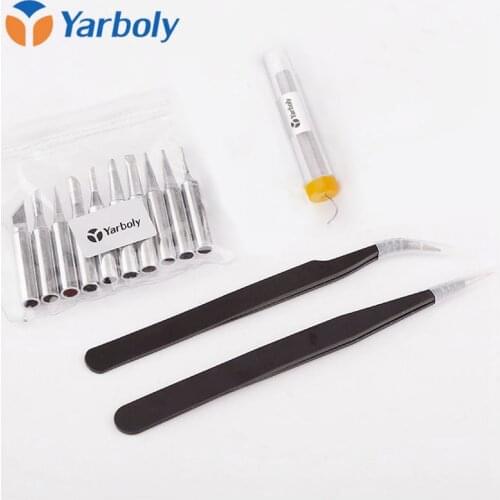 Solder Iron Tip 900M-T For 936 Rework Station Iron (10pcs+ Iron casing)/lot+ESD12/15 Tweezers+Tin line