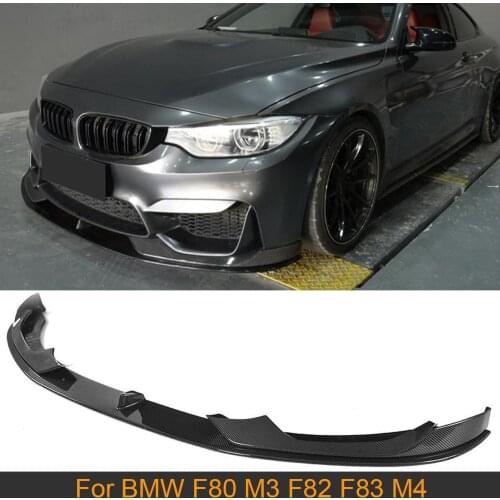 Car Front Bumper Lip Splitters for BMW F80 M3 F82 F83 M4 Sedan Coupe Convertible 2014-2019 Front Splitters Lip Chin Carbon Fiber