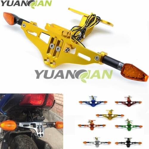 Motorcycle Adjustable License Number Plate Frame Holder Bracket with light For benelli bn600 bn300 bj300 bj250 BJ600 BNT300