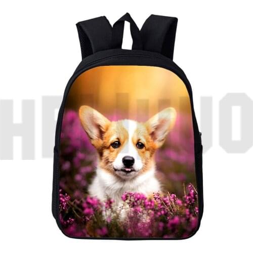 3D Print Kawaii Pet Dog Bookbags Cute Welsh Corgi Pembroke Students Backpack Children School Bags Girls Boys Women Travel Bags