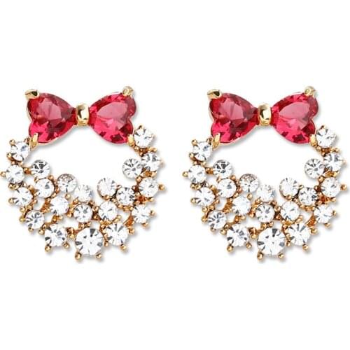 Small Bow Earring Crystal Stud Earrings For Women Girls Fashion Korean Ear Jewelry Party Gift Mujer Boucle D'oreille