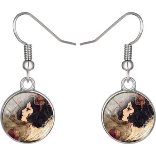Disney Snow White Animated Character Earrings Glass Cabochon Pendant Earrings Earrings Ladies Fashion Gifts Friendship Jewelry