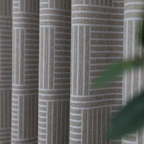 New Chenille Striped Coffee Color Blackout Curtains Simple and Modern Finished Curtain Curtains for Living Dining Room Bedroom