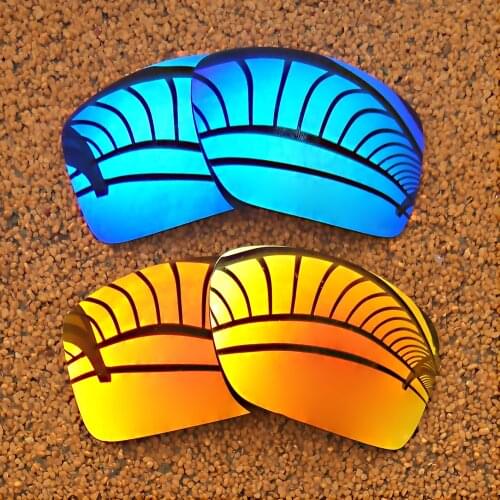 Ice Blue Mirrored & Orange Red Polarized Replacement Lenses for Big Taco Frame 100% UVA & UVB