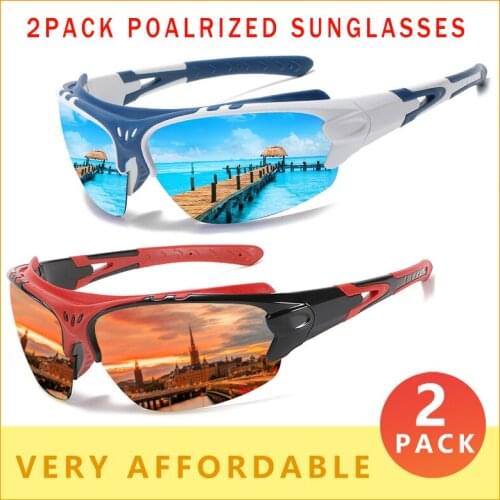 2 PACK Very Cool Men Polarized Sunglasses New Fashion Half Frame Design Sun Glasses Summer Travel High Quality UV400 Goggles