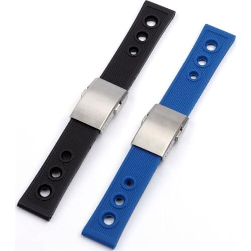 Top Luxury Brand Black Blue soft Silicone Rubber Watch band 22mm Watch Band Bracelet For navitimer/avenger/Breitling strap