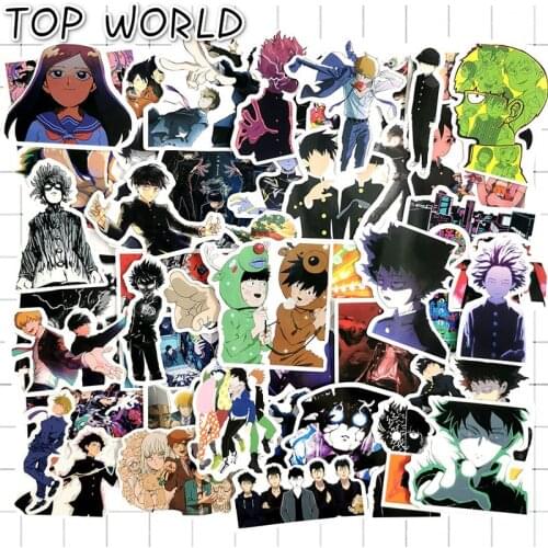 10/50pcs/lot Anime Mob Psycho 100 Pvc Waterproof Stickers For Snowboard Luggage Skateboard Car Fridge Laptop Decal Sticker