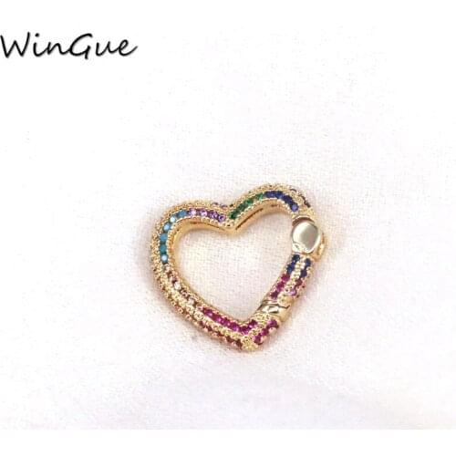 Rainbow CZ Heart / Square Snap Hook Lock diy Jewelry Clasp Wholesale Factory Sale Necklace Making Locks