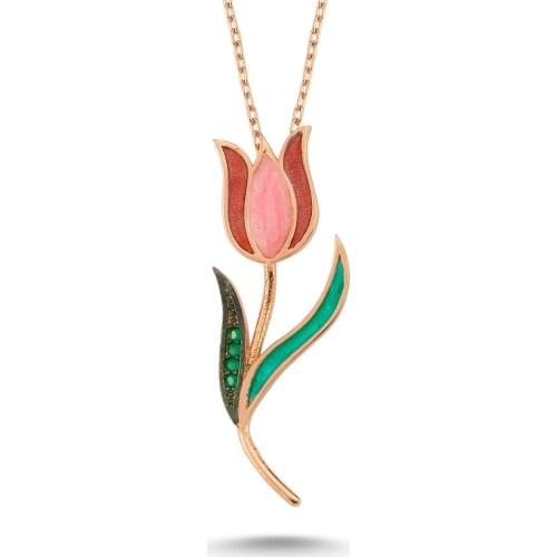 925 Sterling Silver Women Necklace Ottoman Tulip Pattern Zircon Stone Gift Birthday Precious Pendant Stylish Chain Luxury Cool