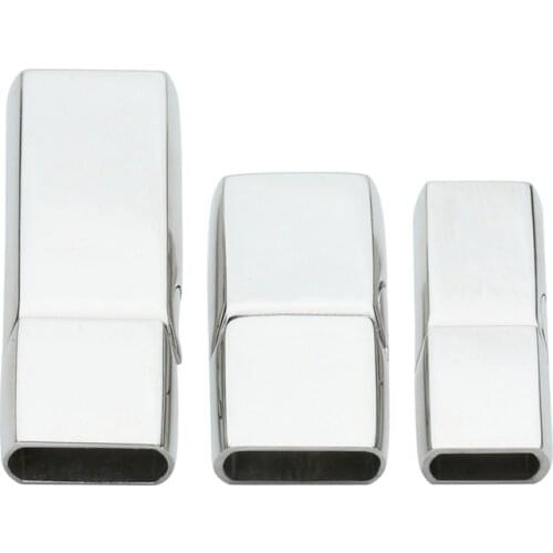 1pc Stainless Steel Silver Color Inner 8*5/11*6/11.5*6mm Magnetic Clasps Jewelry Findings fit Leather Cord Men Bracelet