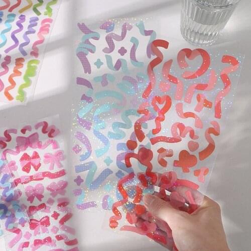 10Kinds INS Laser Ribbon sticker DIY scrapbooking diary happy plan base collage mobile phone gift sealing decoration sticker
