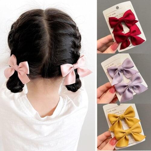 2Pcs/set Solid Color Cute Hair Bows Clip for Girls Hairclips Barrettes Hairpins Headwear Hair Accessories conjuntos de menina