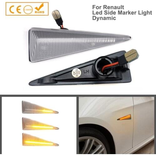 2pcs Amber Dynamic LED Side Marker Light Front Fender Turn Signal Lamps For Renault Espace Megane Avantime Grand Scenic Thalia