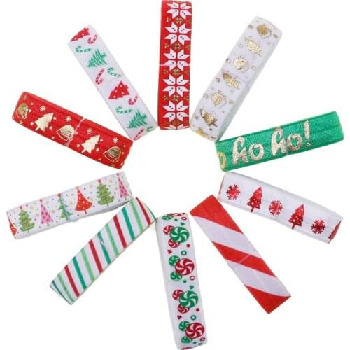 3sets for options 20yards/lot 2yards/color 15mm Christmas print FOE heart print fold over elastic unicorn elastic ribbon