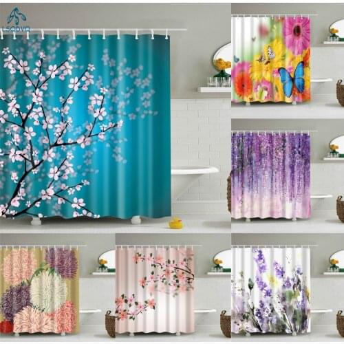 3D Flower Shower Curtains Bathroom Curtain Frabic Waterproof Polyester Bath Curtain With Hooks Custom Curtain Accept Wholesale