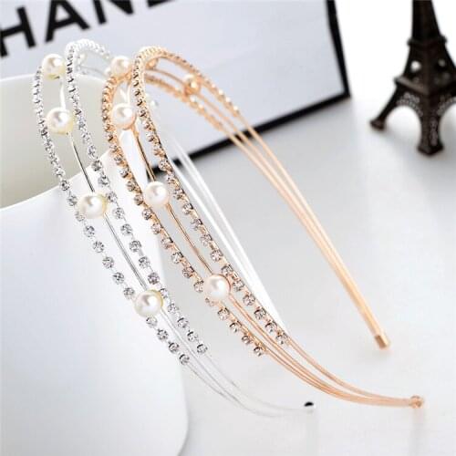 40pcs/lot DIY Pearl Golden Sliver Alloy Drill Set Auger Head Bands Three Layer HeadBands Hair Styling Tools Accessory HA1045