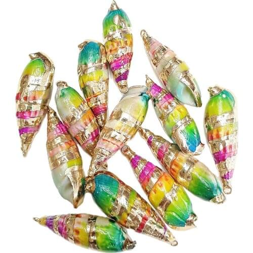 5Pcs/Pack 18x58mm 4colors Gold Plated Conch Shell Pendant natural shell material pendant hand DIY necklace pendant accessories