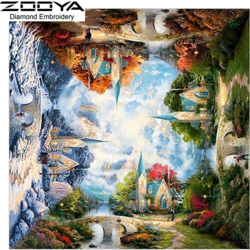 5D DIY Diamond Painting Four Seasons Scenic Resin Needlework Home Decor Full Rhinestone Mosaic 5D Diamond Embroidery BJ1264