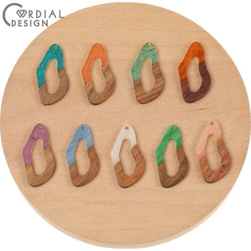 Cordial Design 50Pcs 20*38MM Earrings Accessories/DIY/Pendants/Wavy Shape/Natural Wood & Resin/Jewelry Findings & Components