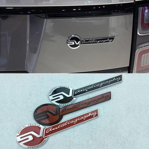 SV Autobiography Trunk Tail Emblem for Land Rover 2 3 4 Evoque Range Rover Freelander Discovery Defender Velar Sport Car Sticker