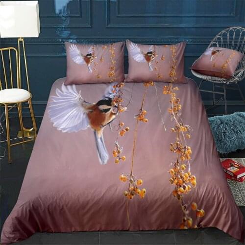 Bird Quilt Cover Pillowcase 3Piece Comforter Bedding Set With Pillow Case Single Double Duvet Cover Home Decora