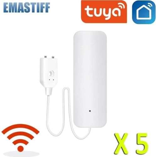 5PCS WiFi smart Tuya Water Leakage Sensor Tuya Water Alarm Compatible With Tuyasmart / Smart Life APP Easy Installation