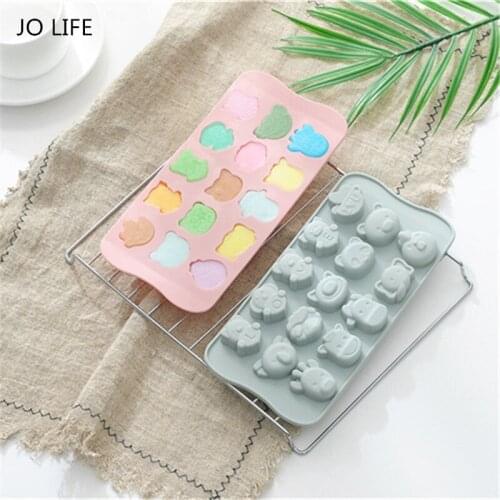 JO LIFE Cartoon Animals Silicone Love Bear Sheep Cake Decoration Baking Molds For Kids Chocolate Jelly Pudding Cake Mold