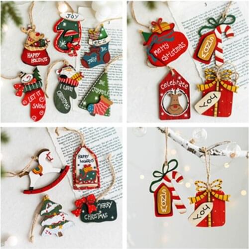 Navidad 2021 Xmas Wooden Pendant Christmas Decorations for Home Christmas Ornament DIY Kids Gifts New Year 2022