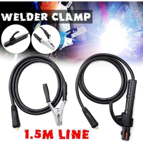 2 Pcs 300A 1.5M Electrode Holder Stick Welders /Ground Clamp Set Welding Rod Stinger Clamping Tool
