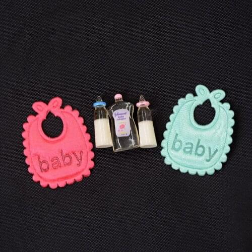 Hot Sell 1:12 Dolls House Miniature Baby Bottles Shampoo Bibs Set/TV/Luggage Nursery Accessories for kids' gift