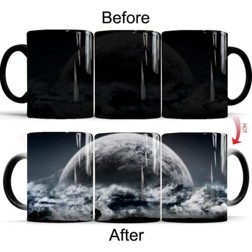 Planet Trees Clouds Coffee Mugs Magic Star Color Changed Ceramic Cup 350ml Milk Tea Mug