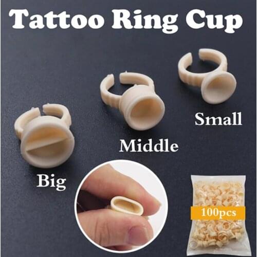 200pcs Silicone Pigment Rings Disposable Microblading Tattoo ink Cup Holder Permanent Makeup lnk Rings for Eyelash Extension