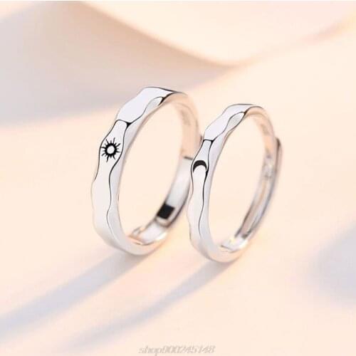 1 Pair Sun Moon Lover Couple Rings Set Valentines Day Gift Promise Wedding Bands Men Women Jewellery D25 20 Dropshipping