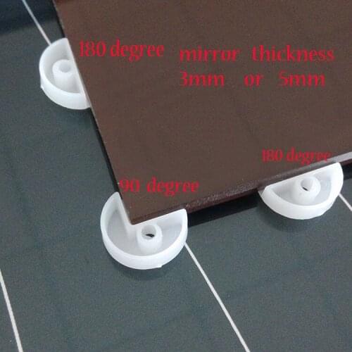 Mirror corrner bracket,3mm 5mm thickness,cabinet glass supporter 90 and 180 degeree,universal type plastic mirror clamp clip