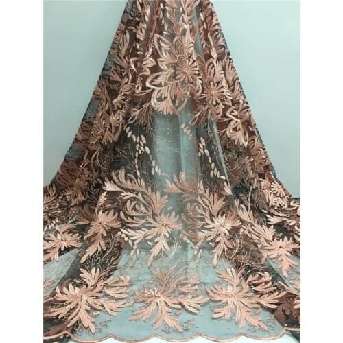 African Lace Fabric Design Evening dresses Embroidered French Tulle Lace Fabric With Bead DIY Bridal Women Wedding Party Dress