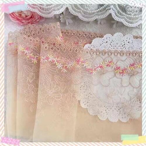 1Yard /17cm wide Orange Polyester Soft Mesh Embroidery Lace Trimmings Dress Accessories Lace Fabric Sewing Crafts Doll Material