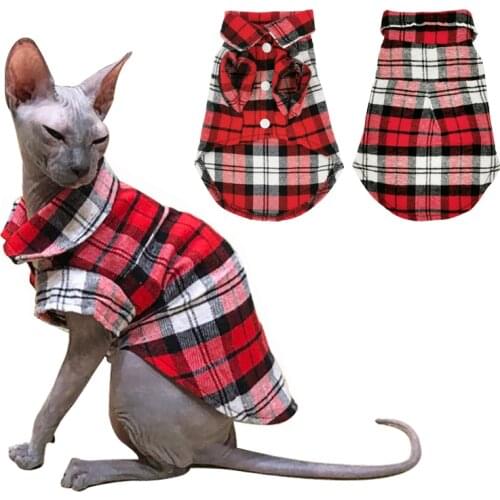 Summer Pet Cat Clothes For Small Cats Sphynx Classic Plaid Cat Shirts Cotton Kitten T-shirt Costumes Puppy Dog Cat Vest Clothing