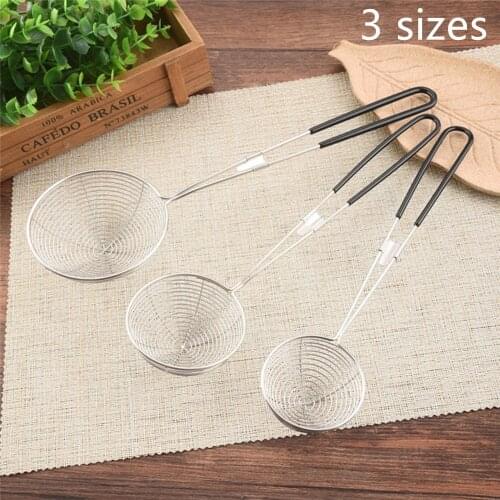 3 Sizes Stainless Steel Spider Strainer Skimmer Spoon Long Handle Wire Skimmer ladle for Kitchen Frying and Cooking, Pasta, Chip