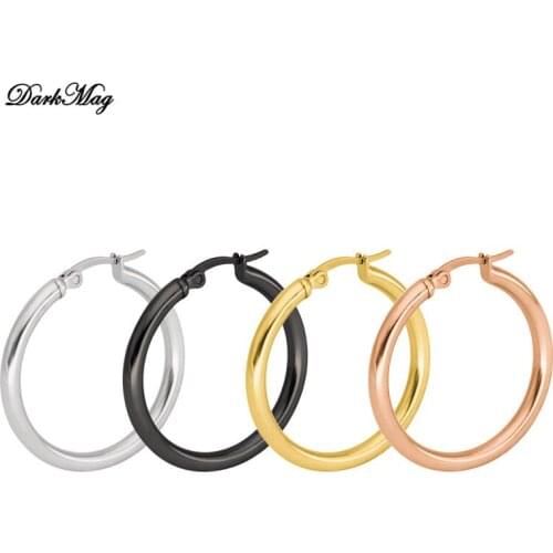 DarkMag Small Hoop Earrings Women Circle Earrings Men High Polish Stainless Steel Round Earrings Jewelry Men Ear Bijoux Jewelry