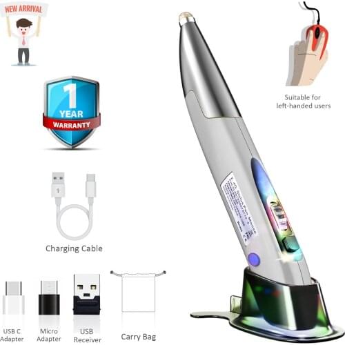 PR-A18 Adjustable 2.4GHz Wireless Optical Pen Mouse 1600DPI 4 Button Pencil USB Ergonomic Mice LED for Computer Laptop Notebook