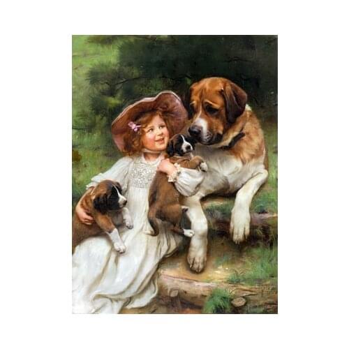 Oneroom New Girl dog Needlework Cross stitch kits DMC Stylish for EmbroideryCross-Stitching 14CT canvas DIY