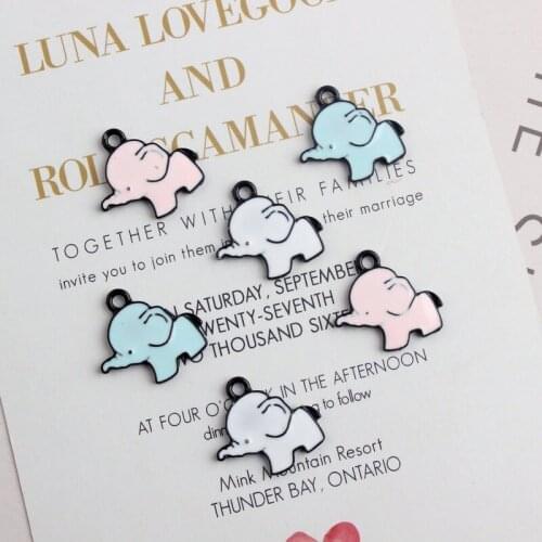 20PCS/Lot New Arrival Enamel Alloy Jewelry Necklace Pendants Oil Drop Animal Elephant Charms 20*20mm