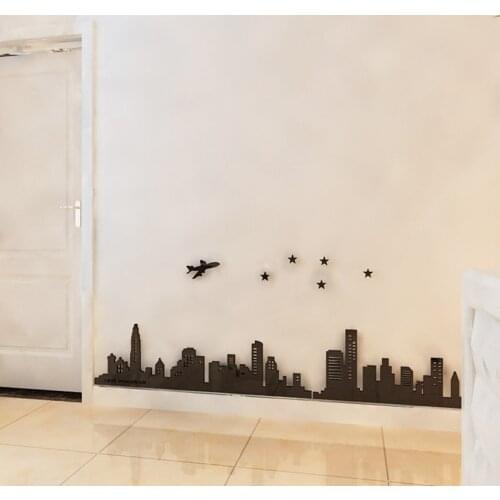 New arrival City Lights Acrylic Wall stickers For Kids room Living room TV wall Cartoon 3D stickers Home decoration