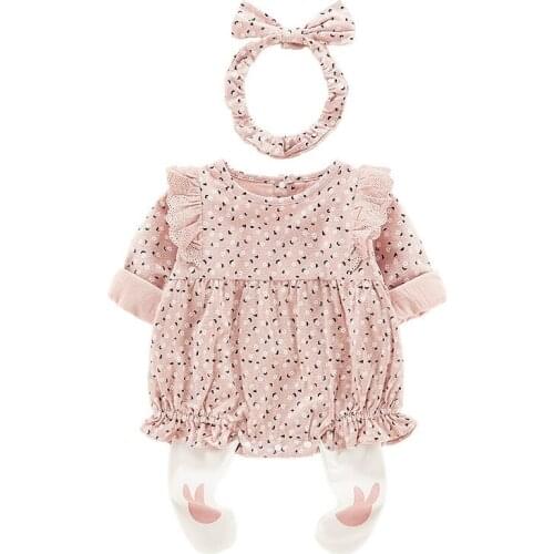 Girl baby autumn jumpsuit newborn Korean version full moon hundred days infant romper romper three-piece suit