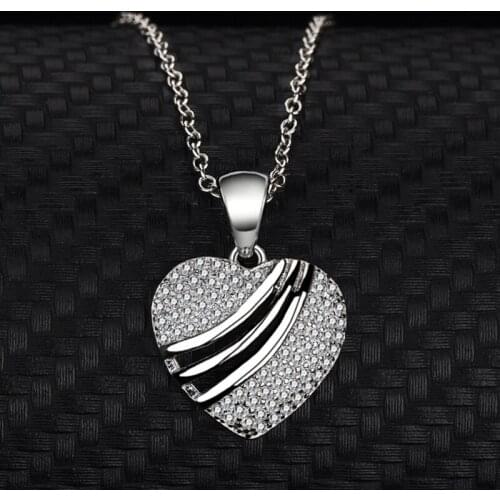 S925 Sterling Silver Heart-Shaped Necklace Micro Inlay European And American Fashion Love Shape Pendant