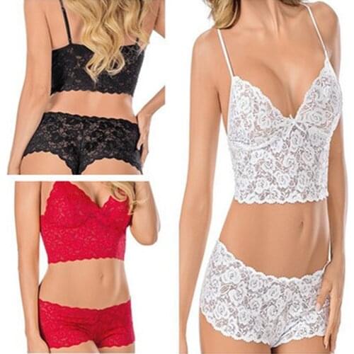 Sexy Women Nightwear Lace Cami Crop top and shorts pajamas set Transparent lingerie Sleepwear Domestic wear Female Plus Size 5xl