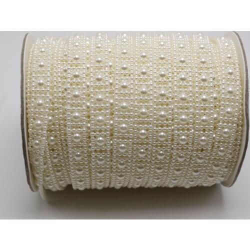 Ivory Acrylic Flatback Pearl Bead 10mm Square Chain Garland Wedding Bouquet