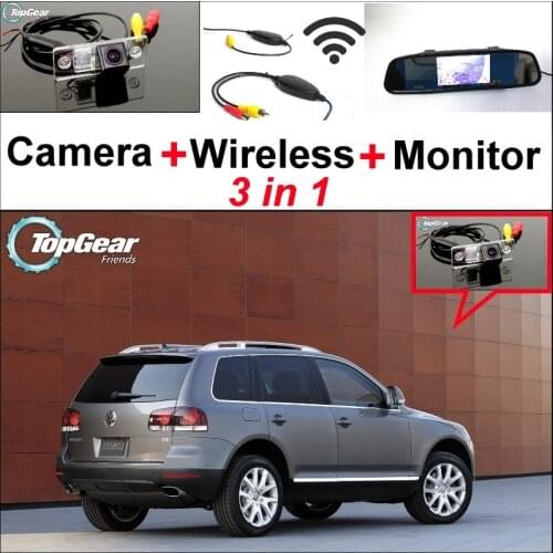 3 in1 Special Wifi Camera + Wireless Receiver + Mirror Monitor Easy DIY Back Up Parking System For Volkswagen VW Touareg
