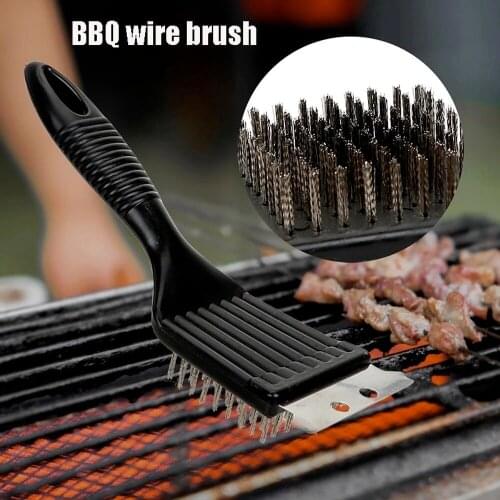 Outdoor Barbecue Brushes Cook Accessorie Handle Barbecue Grill Brush BBQ Non-stick Cleaning Steel Wire Brushes Cooking Tools